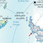 Here's a map of Antarctica. The red arrow shows you just how far south we travelled!