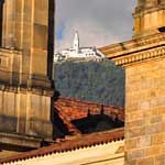 Looking back up to Monserrate, from Plaza Bolivar...