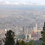 Bogota from Monserrate - the tall white building just right of centre is the Colpatria building.